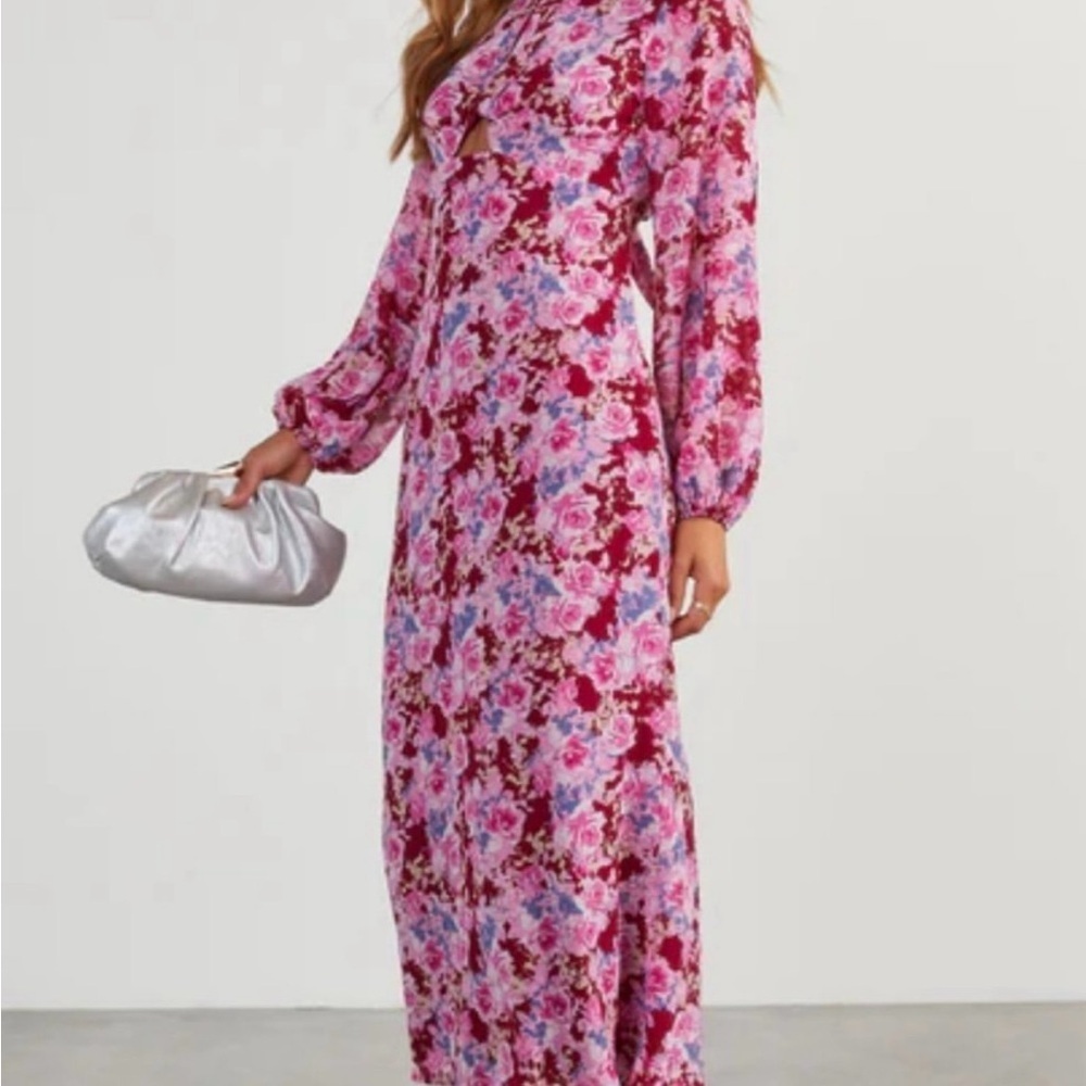Lush Floral Maxi Dress in Pink and Red size medium - Picture 1 of 3